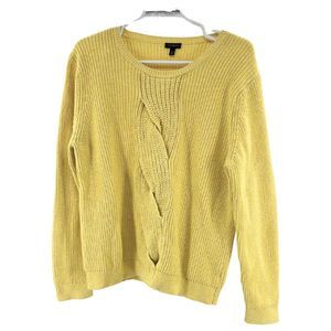 Talbots yellow large sweater spring chunky double knit twist front Easter